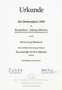 Denkmalpreis der Baudenkmalstiftung München - Deutsche Stiftung Denkmalschutz